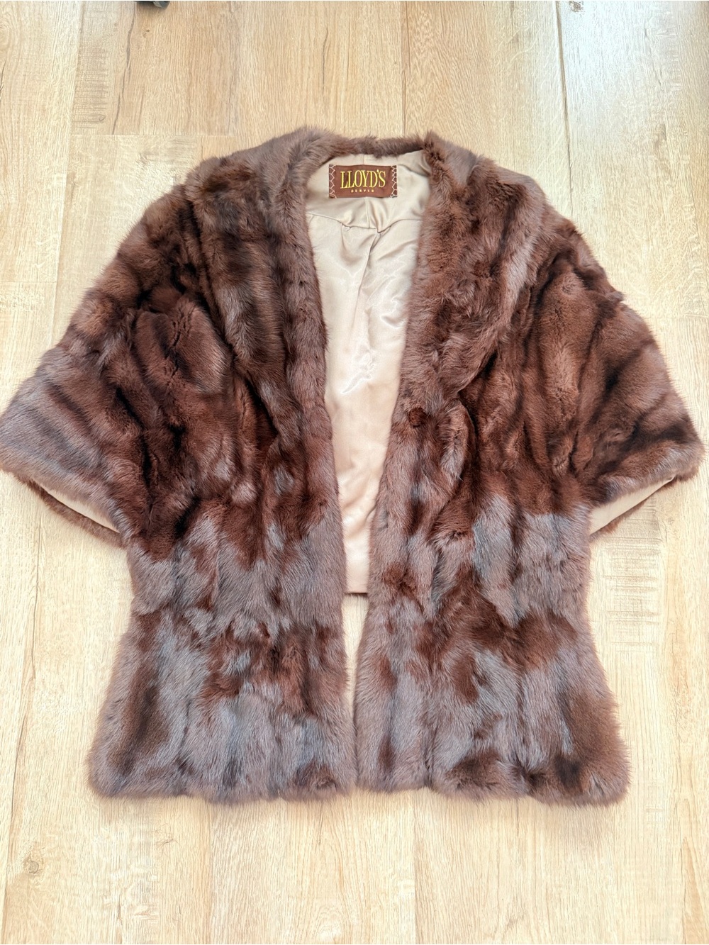 Vintage Lloyd’s Denver Fine Fur Mink Wrap Shrug Stole Cape Jacket Brown